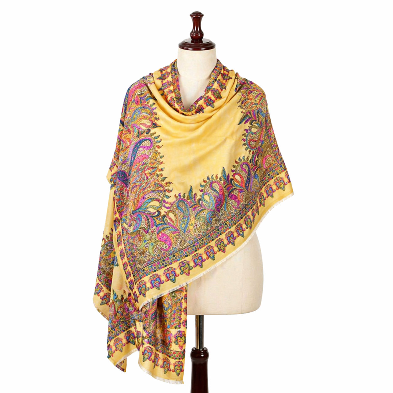 Beige Kashmiri Kani Wool Scarf